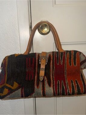 Marco Avane Vintage Turkish Kilm Satchel Leather Handles